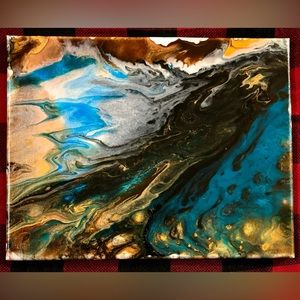 Abstract painting…An original pour painting. Acrylic 11x14” on canvas